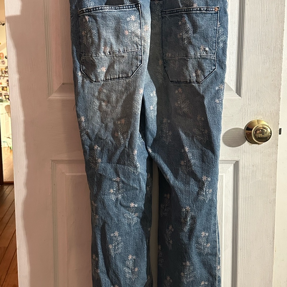 Pilcro Floral Blue Denim Overalls - Picture 3 of 5
